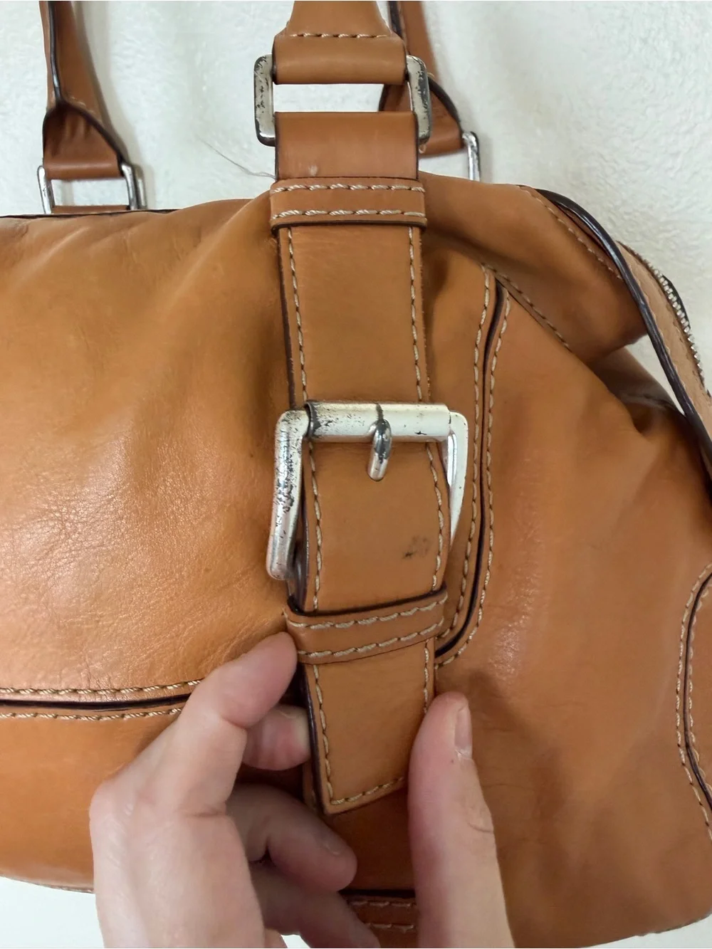 MICHAEL KORS Brookville Update Cognac Camel Brown Leather Medium Shoulder Bag